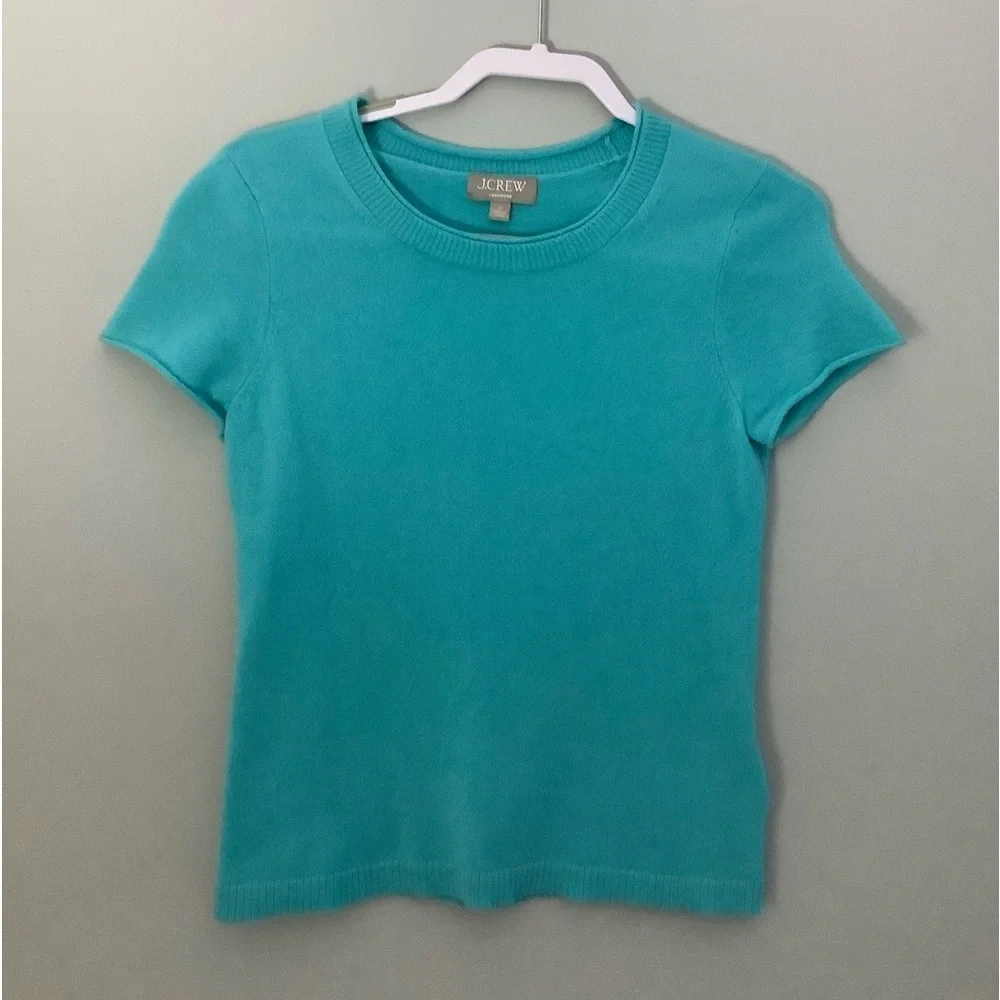 J CREW Turquoise Cashmere Relaxed T-Shirt Size S - Picture 2 of 8